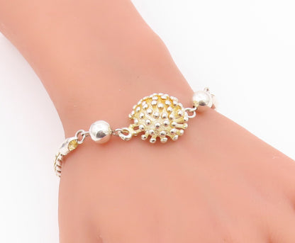 925 Sterling Silver  Vintage Shiny Spiked Dome Twist Chain Bracelet  BT8005