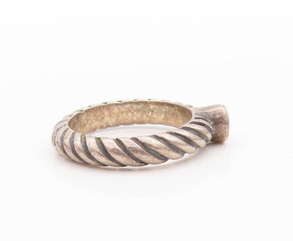 925 Sterling Silver Vintage Ring CZ Etched Twisted Rope Dome Band Sz 5.5 RG33478
