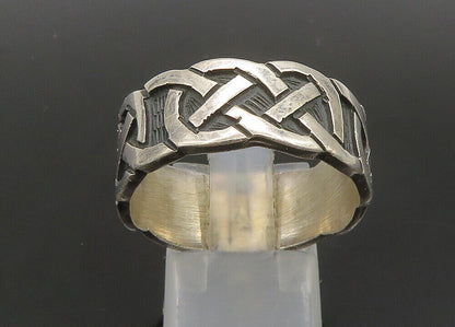 925 Sterling Silver  Vintage Dark Tone Celtic Knot Band Ring Sz 12  RG23535