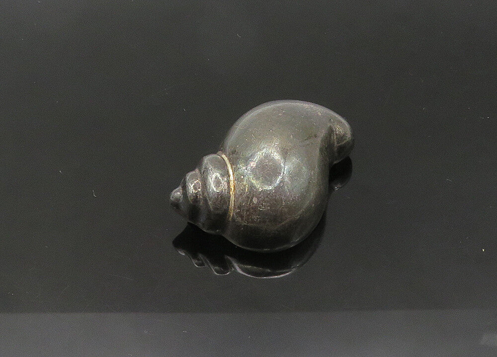 MMA 925 Silver  Vintage Smooth Oxidized Snail Shell Motif Brooch Pin  BP8506