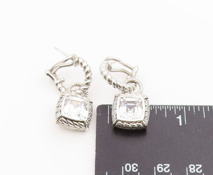 925 Sterling Silver Vintage Earrings JUDITH RIPKA CZ Twisted Rope Drop  EG14493