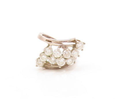 925 Sterling Silver Vintage Ring Modernist Cutout Topaz Cluster  Sz 7  RG31037