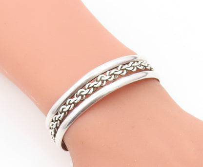 MEXICO 925 Sterling Silver  Vintage Dark Tone Twist Cuff Bracelet  BT2930