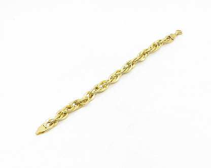 925 Sterling Silver  Vintage Shiny Gold Plated Etched Chain Bracelet  BT7564