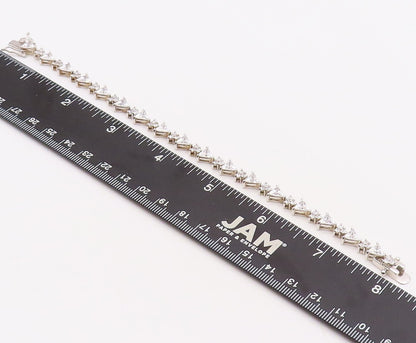 925 Sterling Silver Vintage Bracelet Triangle & Round Cut Topaz BT10858