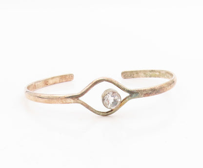 925 Sterling Silver Vintage Bracelet DEB GUYOT Topaz Minimalist Cuff  BT11583