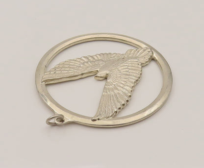 WALLACE 925 Silver  Vintage Peace On Earth Flying Bird Cutout Pendant  PT21964