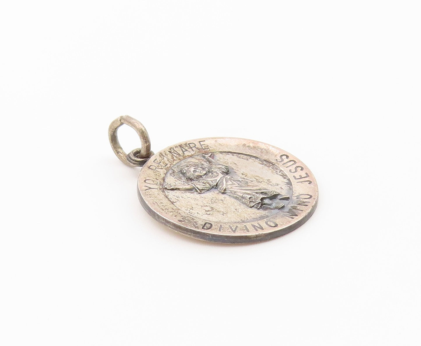 925 Sterling Silver  Vintage Petite Oxidized Jesus Religious Pendant  PT19026