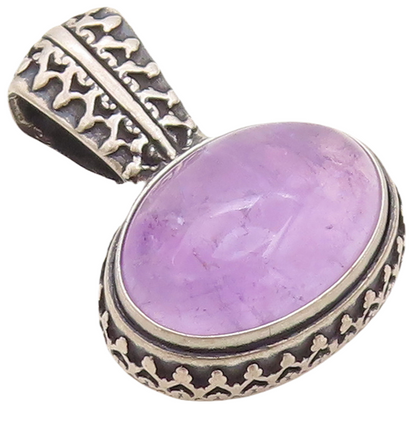 925 Sterling Silver Vintage Pendant CAROLYN POLLACK Oval Purple Gemstone PT23495
