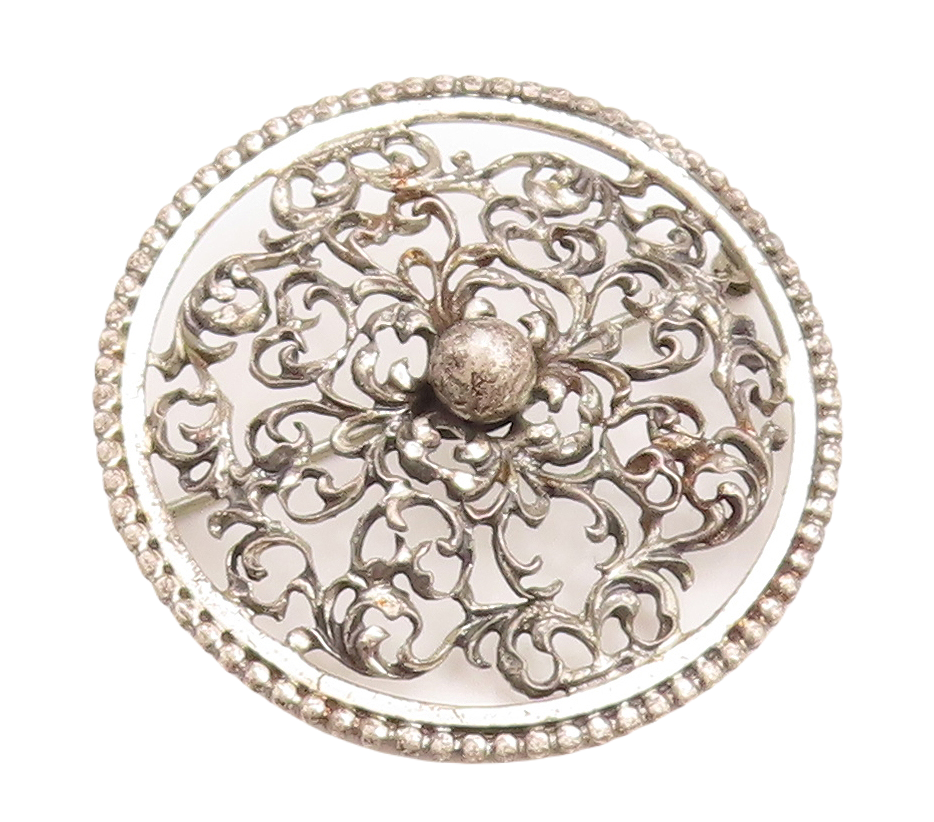 925 Sterling Silver Vintage Brooch Pin DANECRAFT Floral Swirly Carved  BP11412