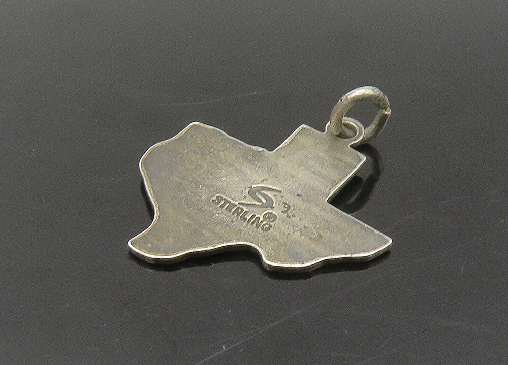 925 Sterling Silver  Vintage Dark Tone Texas State Map Pendant  PT18881