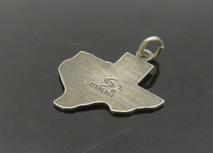 925 Sterling Silver  Vintage Dark Tone Texas State Map Pendant  PT18881