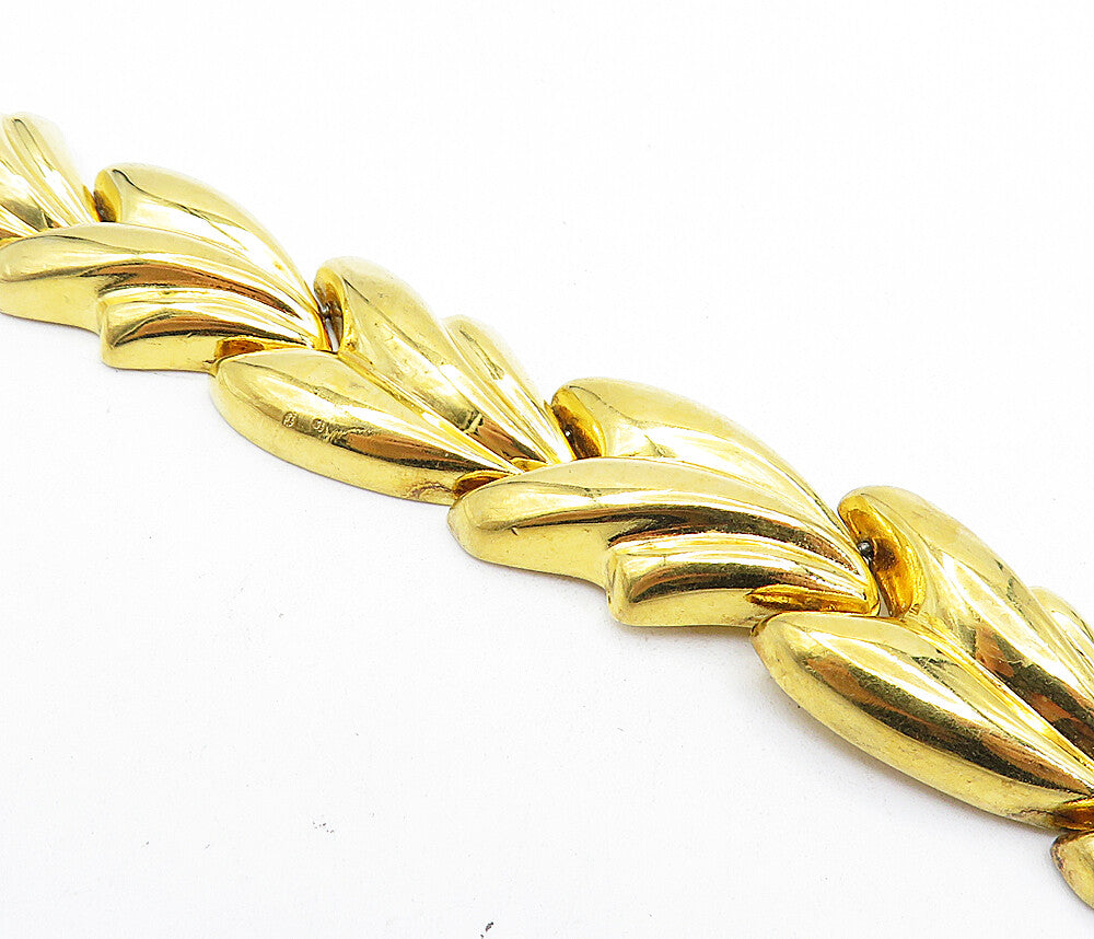 925 Sterling Silver  Shiny Gold Plated Fluted Hollow Chain Bracelet  BT2629