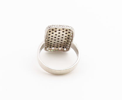 925 Sterling Silver Vintage Ring Black Spinel CZ Cluster Band  Sz 7.5  RG36694