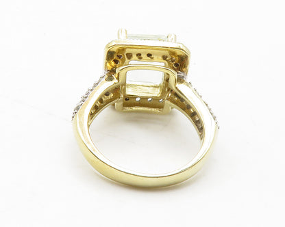 925 Sterling Silver  Prong Set Topaz 2 Tone Shiny Cocktail Ring Sz 6  RG13781
