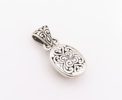925 Sterling Silver Vintage Pendant Intricate Scrollwork Oval Dome Charm PT26136