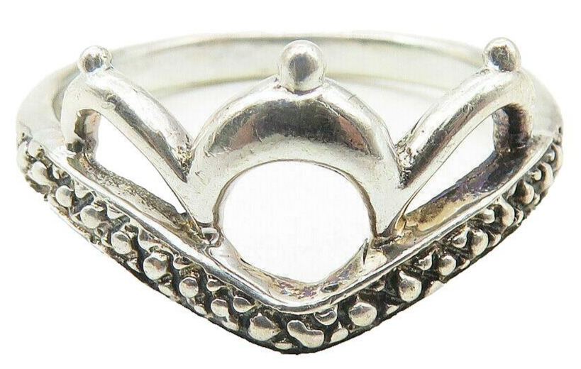 925 Sterling Silver  Vintage Shiny Royal Crown Design Band Ring Sz 9  RG11619