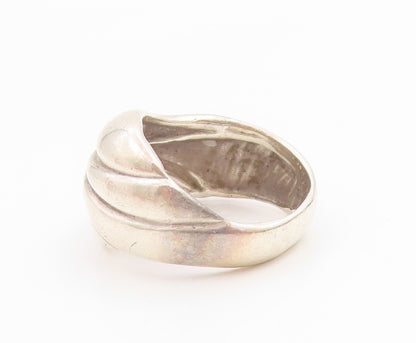 925 Sterling Silver Vintage Ring Modernist Grooved Dome Band  Sz 8  RG36098