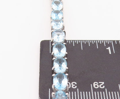 925 Sterling Silver Vintage Bracelet Minimalist Oval Cut Blue Topaz Band BT10876