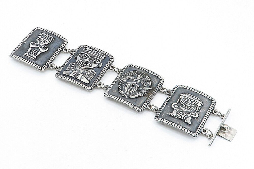 925 Sterling Silver Vintage Traditional Storyteller Solid Chain Bracelet BT1502