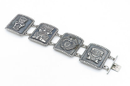 925 Sterling Silver Vintage Traditional Storyteller Solid Chain Bracelet BT1502