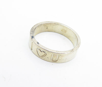 925 Sterling Silver  Vintage I Love You Stamped Round Band Ring Sz 6  RG7503