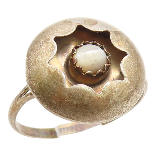 925 Sterling Silver Vintage Ring NAVAJO  Moonstone Starburst  Sz 6.5  RG35523