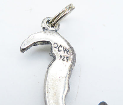 925 Sterling Silver  Vintage Petite Dark Tone Jumping Man Drop Pendant  PT6132