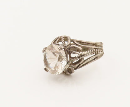 925 Sterling Silver Vintage Openwork Rope Star Dome Topaz Ring Sz 7  RG26490