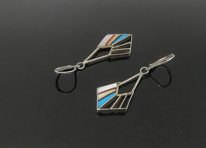 SOUTHWESTERN 925 Silver Vintage Turquoise & Multi Stone Earrings EG11151
