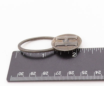 925 Sterling Silver Vintage Key Chain MEXICO Dark Tone H Monogram Ring  TR3950