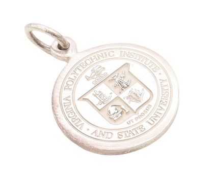 925 Sterling Silver Vintage Pendant Virginia State School Carved Coin  PT23569