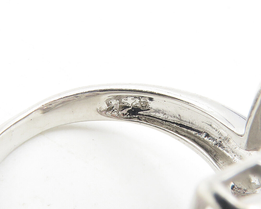 925 Sterling Silver  Pink & White Topaz Grid Cocktail Ring Sz 6  RG11840