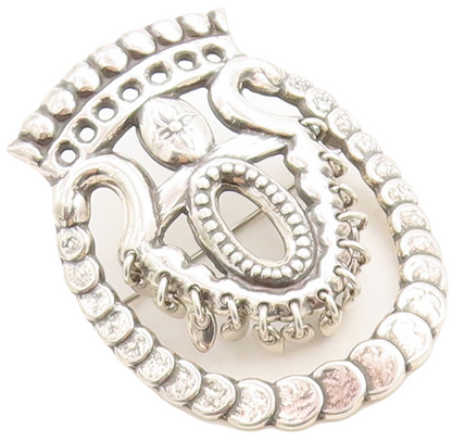 925 Sterling Silver Vintage Brooch Pin FINLAND Designer Cutout Crown  BP11359