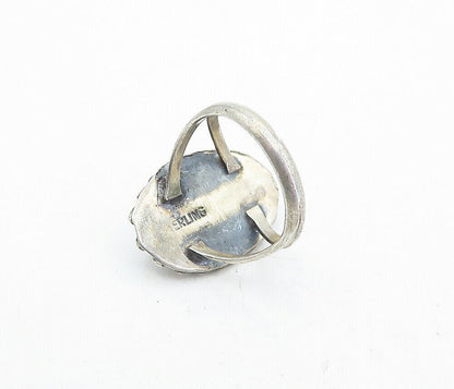 925 Silver Vintage Tiger's Eye Swirl Cocktail Ring Sz 5.5 RG5101