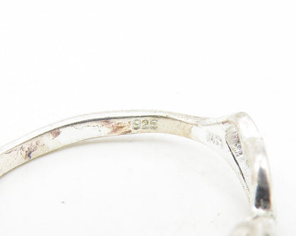 925 Sterling Silver  Shiny Smooth Open Love Hearts Band Ring Sz 8  RG10910