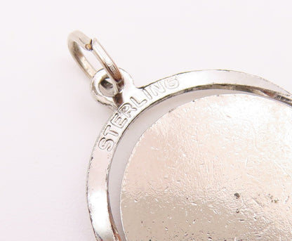925 Sterling Silver  Vintage Enamel Florida Orange Drop Pendant  PT17752