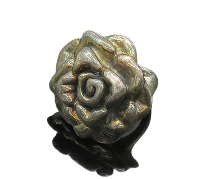 925 Sterling Silver  Vintage Dark Tone Rose Flower Band Ring Sz 7.5  RG20839