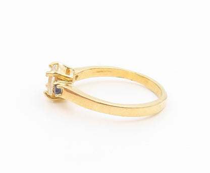 925 Sterling Silver Vintage Ring Gold Plated Topaz & Sapphire Band Sz 9 RG36230
