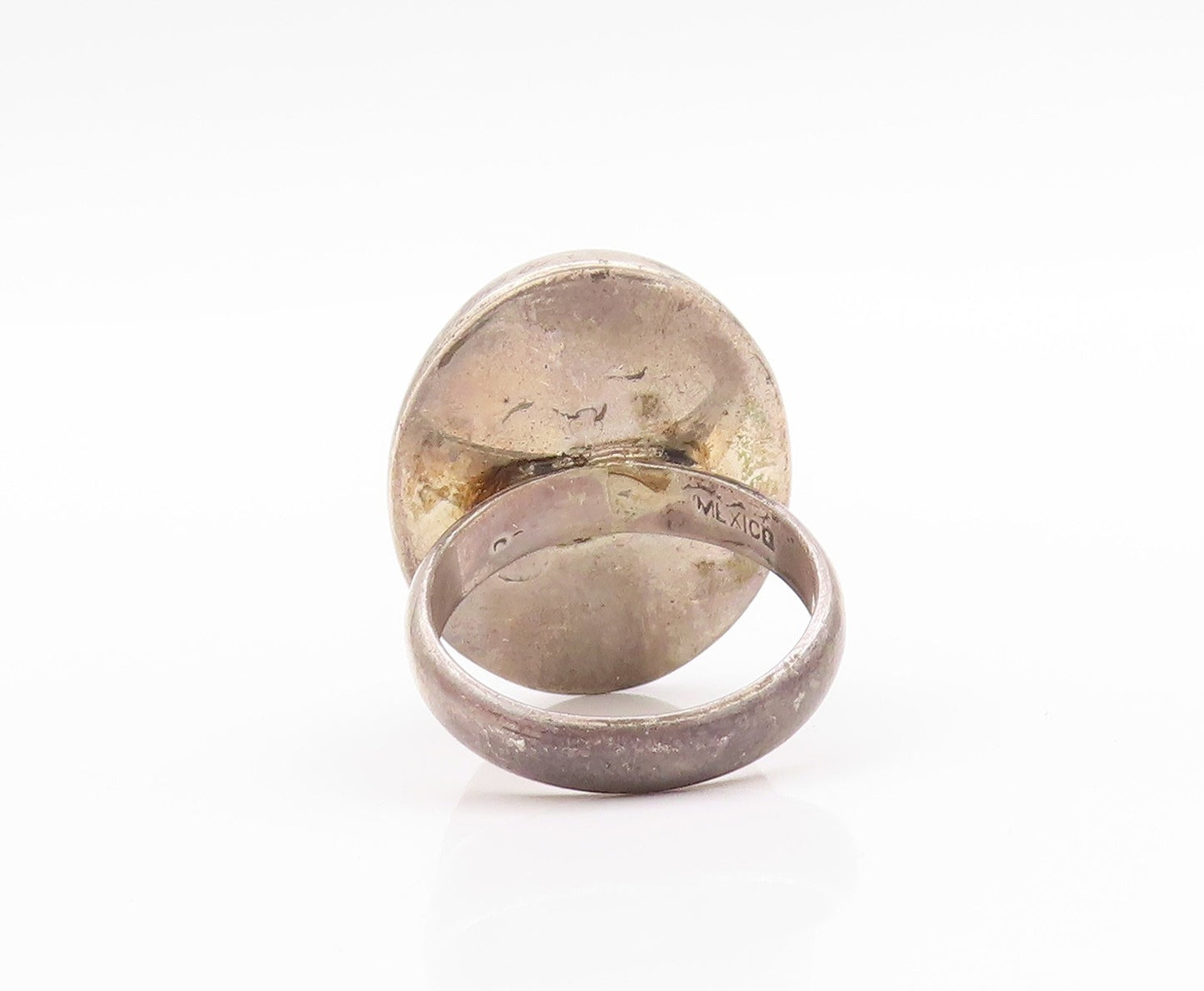 925 Sterling Silver Vintage Ring MEXICO Designer Gemstone Inlay  Sz 9  RG33341