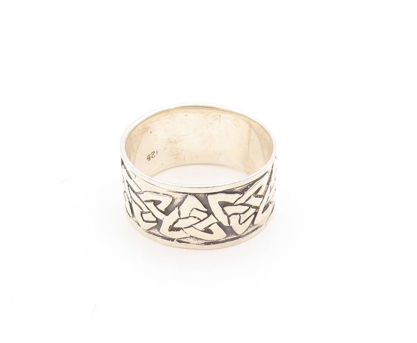 925 Sterling Silver Vintage Ring Minimalist Celtic Design Grooved  Sz 7  RG31295