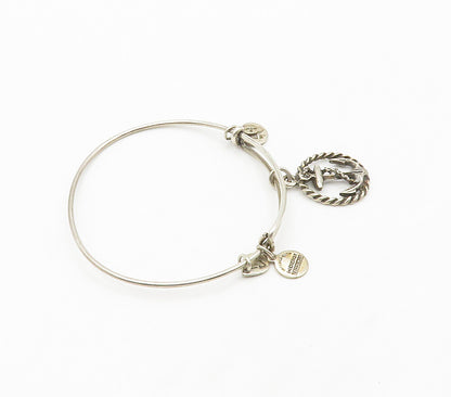 ALEX & ANI 925 Silver  Vintage Ship Anchor Charmed Bangle Bracelet  BT6117