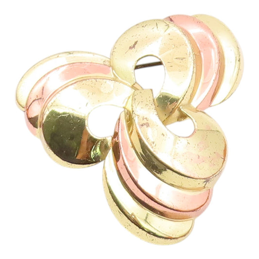 MONET 925 Sterling Silver  Vintage Two Tone Shiny Brooch Pin  BP8816