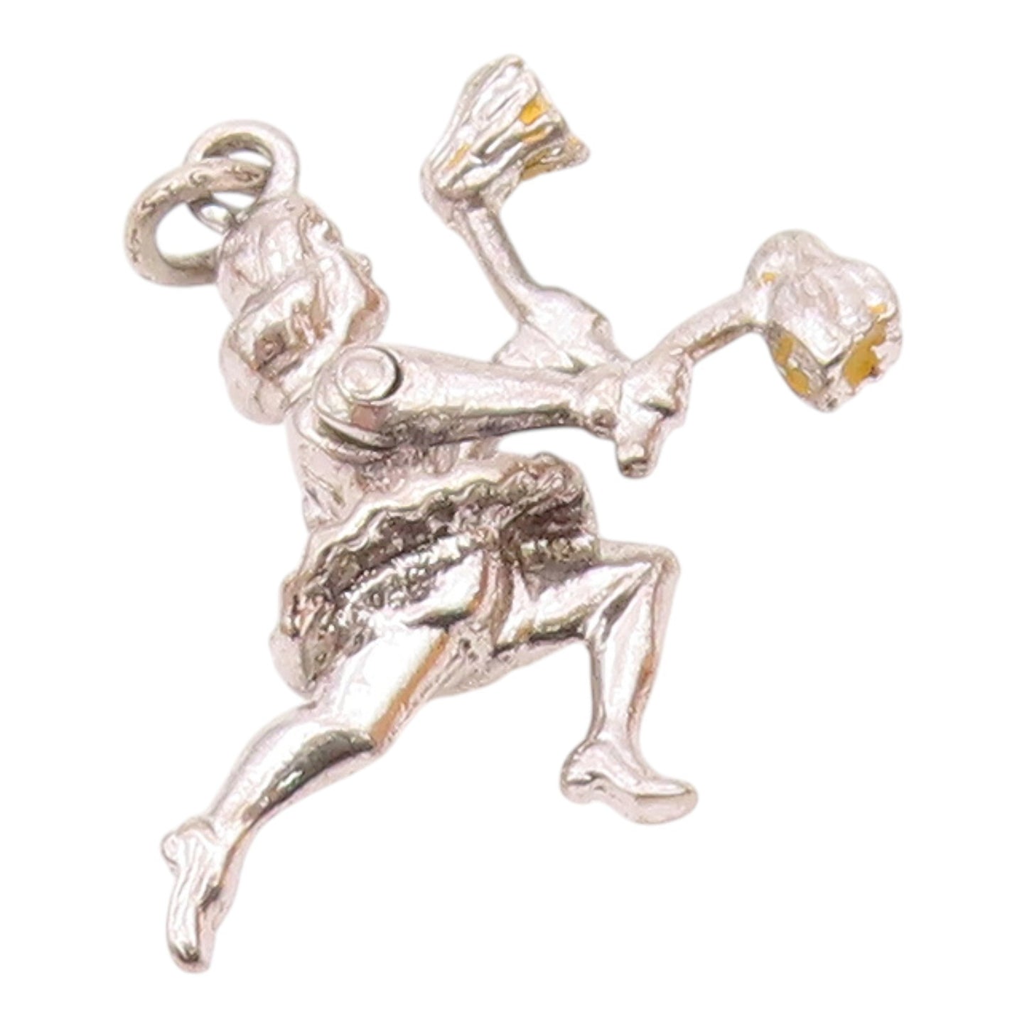 925 Sterling Silver  Vintage Shiny Petite Cheerleader Pendant (MOVES)  PT17518
