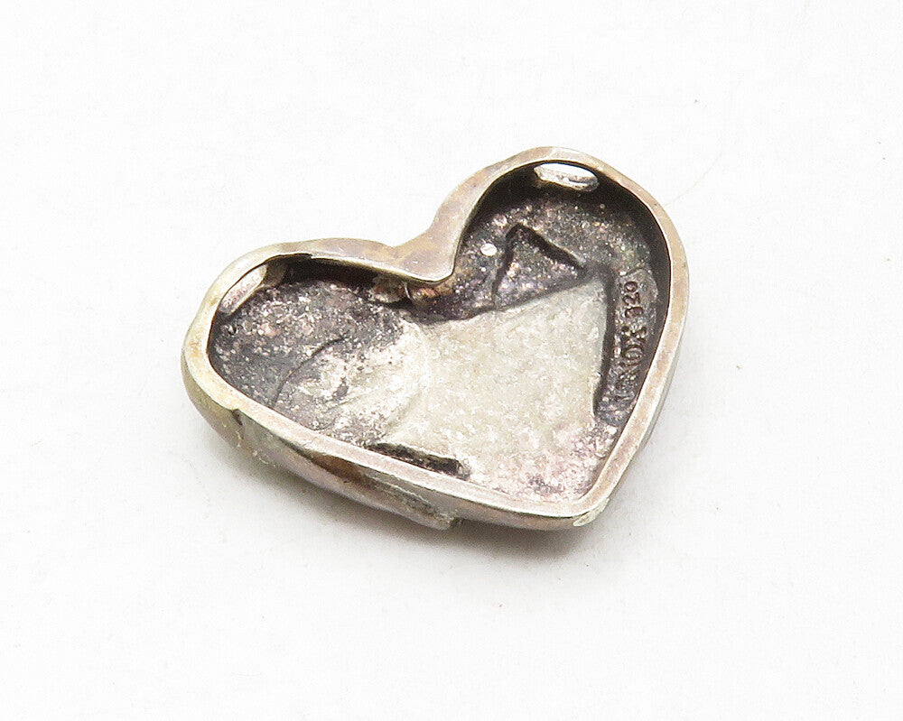 925 Sterling Silver  Vintage Topaz Dark Tone Puppy Love Heart Pendant  PT9889