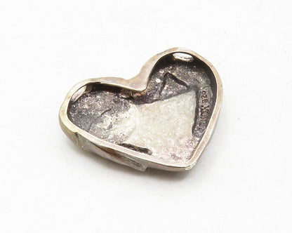 925 Sterling Silver  Vintage Topaz Dark Tone Puppy Love Heart Pendant  PT9889