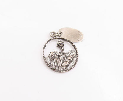 925 Sterling Silver Vintage Pendant Seattle Space Needle Skyline Charm  PT25698