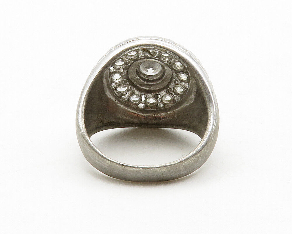 925 Sterling Silver  Vintage Cubic Zirconia Round Cocktail Ring Sz 10  RG13835