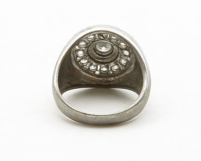 925 Sterling Silver  Vintage Cubic Zirconia Round Cocktail Ring Sz 10  RG13835