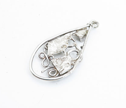 925 Sterling Silver  Vintage Modernist Sculpted Swirl Design Pendant  PT4978